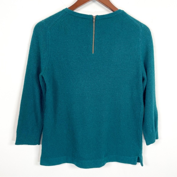 J.Crew Green Jewelled Crewneck Wool Sweater - Picture 4 of 6